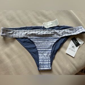NEW Rip Curl Women's Soho Banded‎ Pant Bikini Bottom Navy and White Size X Large